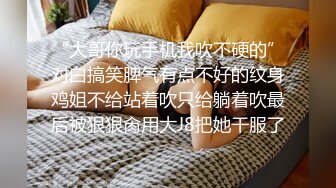 “大哥你玩手机我吹不硬的”对白搞笑脾气有点不好的纹身鸡姐不给站着吹只给躺着吹最后被狠狠肏用大J8把她干服了